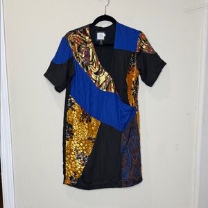 Anthropologie HD in Paris Camellia Patchwork Dress Silk Blend